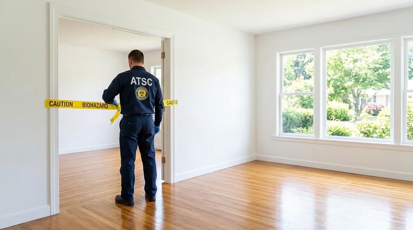 Certified biohazard cleanup crew performing Decomposition Cleanup in Whitewater